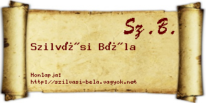 Szilvási Béla névjegykártya