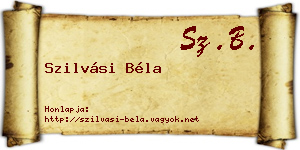 Szilvási Béla névjegykártya